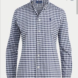 Polo Ralph Lauren Slim-Fit Gingham Women’s Shirt Navy & White